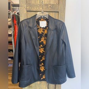 By Anthropologie Faux Leather Blazer